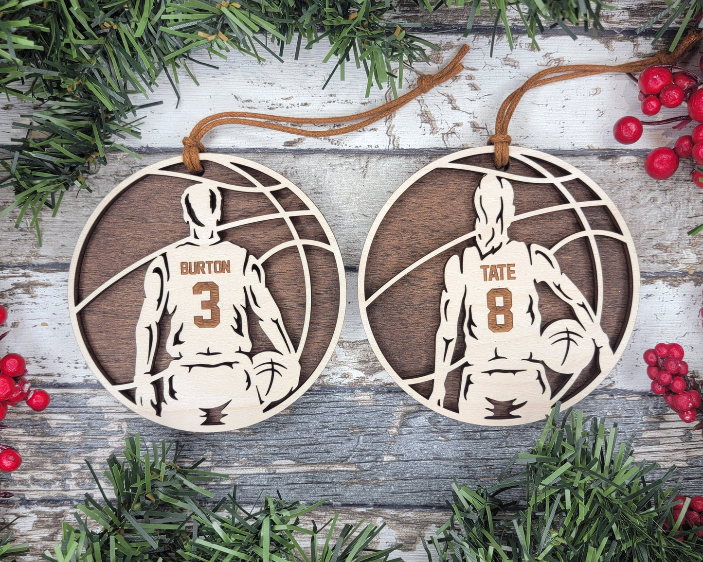 Personalized Wooden Basketball Ornament