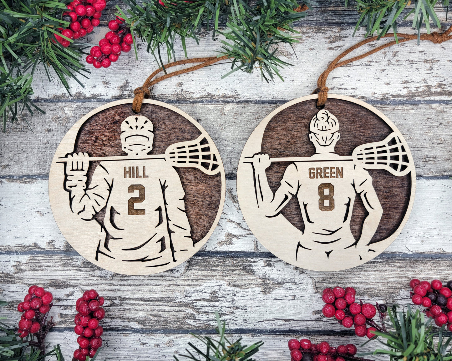 Personalized Wooden Lacrosse Ornament