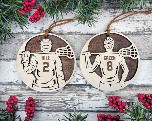 Personalized Wooden Lacrosse Ornament