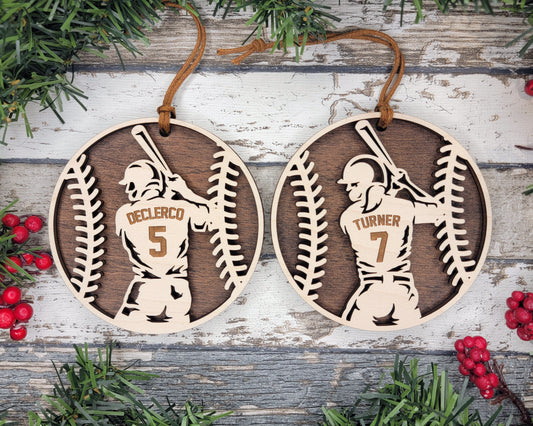 Personalized Wooden Baseball/Softball Ornament