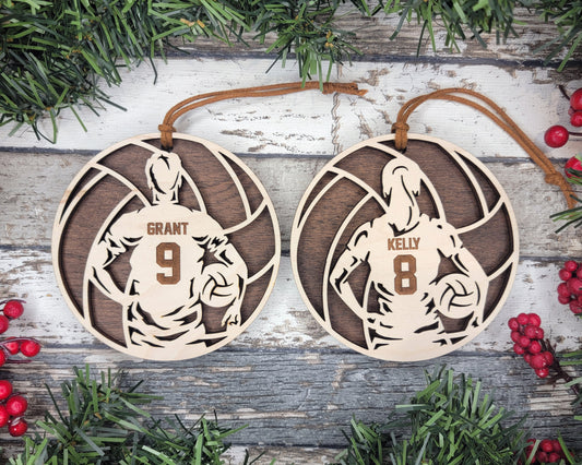 Personalized Wooden Volleyball Ornament