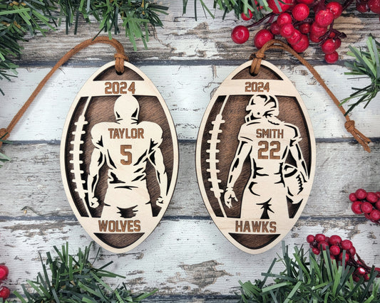 Personalized Wooden Football Ornament