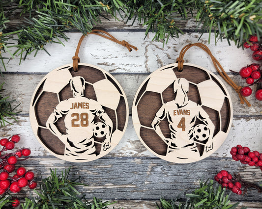 Personalized Wooden Soccer Ornament