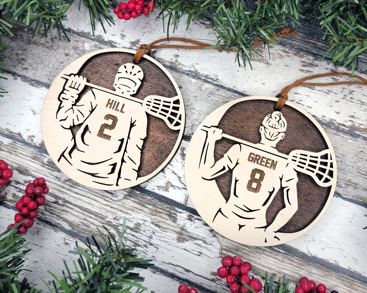 Personalized Wooden Lacrosse Ornament