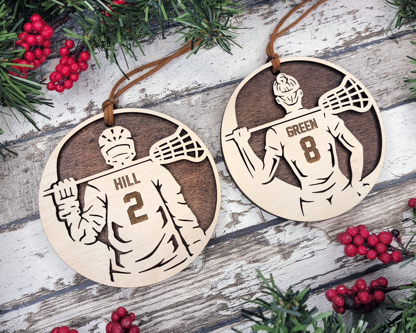 Personalized Wooden Lacrosse Ornament