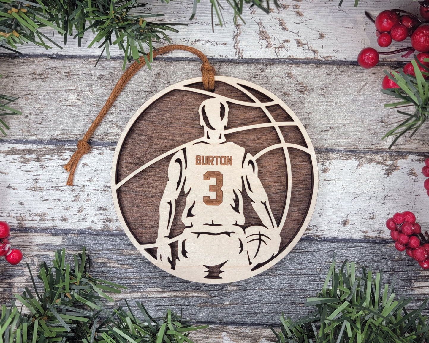 Personalized Wooden Basketball Ornament