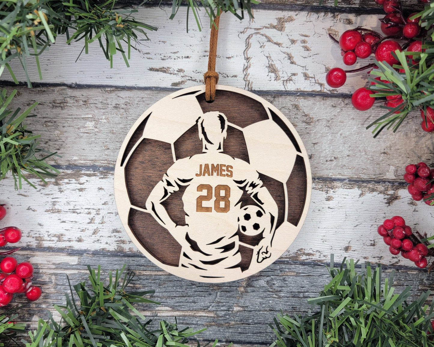 Personalized Wooden Soccer Ornament