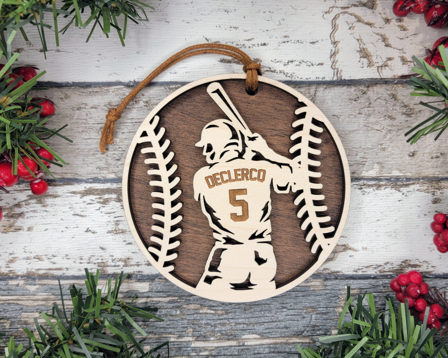 Personalized Wooden Baseball/Softball Ornament