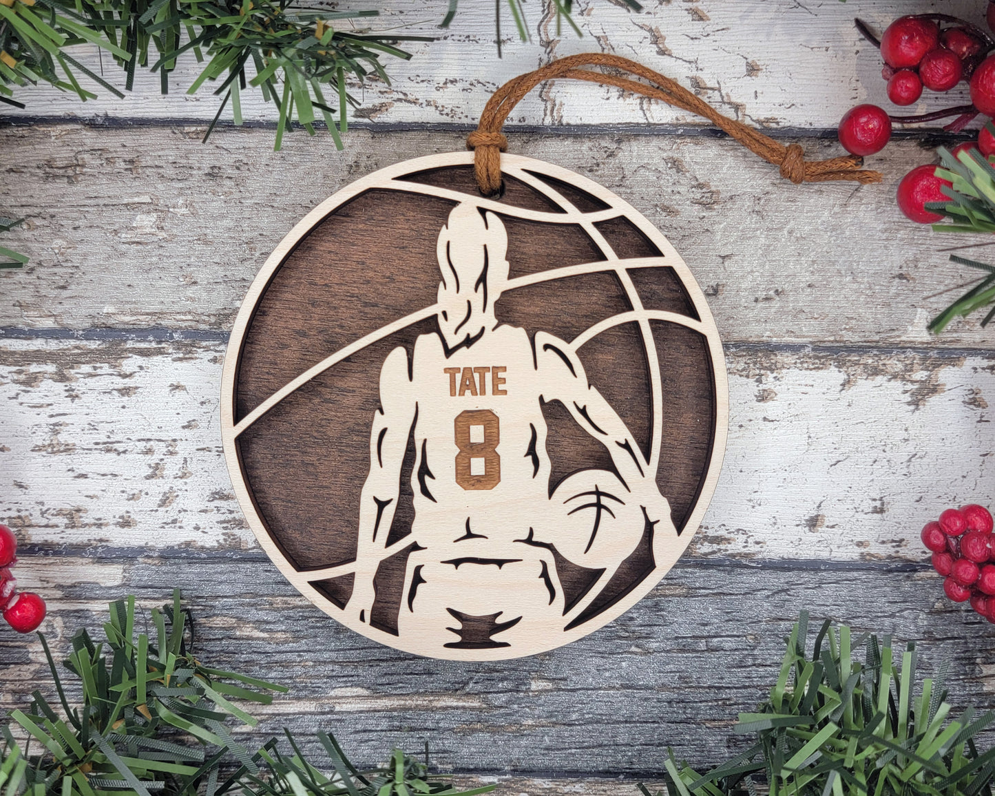 Personalized Wooden Basketball Ornament