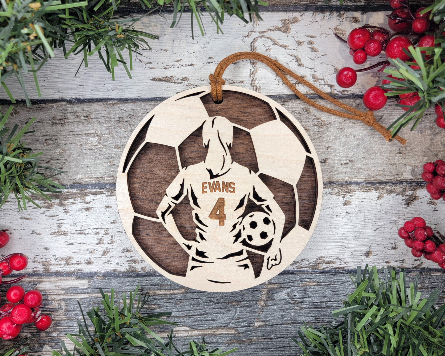 Personalized Wooden Soccer Ornament