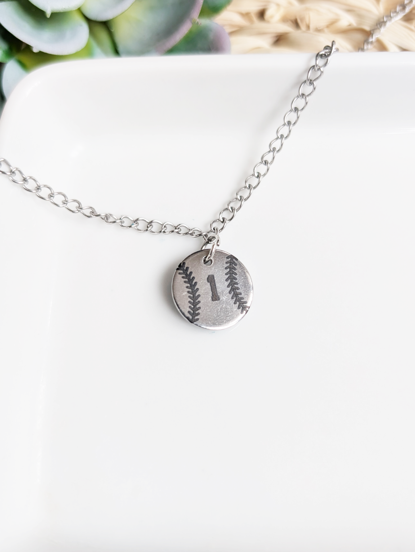 Personalized Baseball/Softball Chain with Number Charm