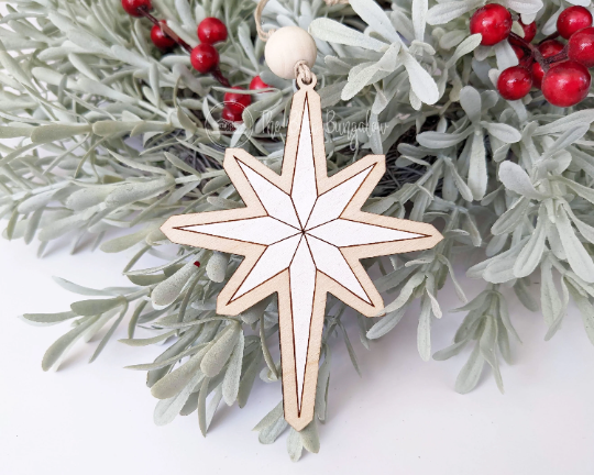 Hand-Painted, Wooden Moravian Star Ornament