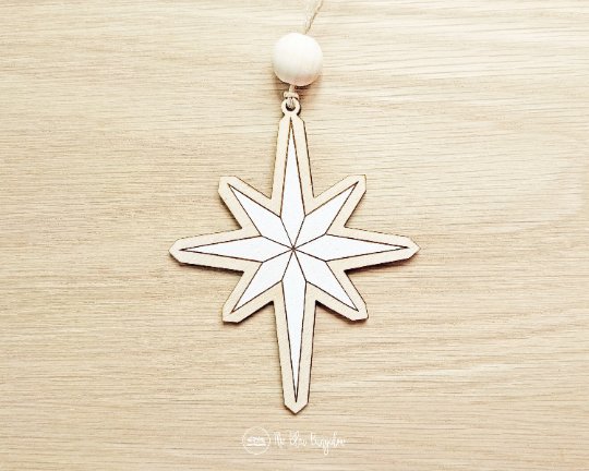 Hand-Painted, Wooden Moravian Star Ornament