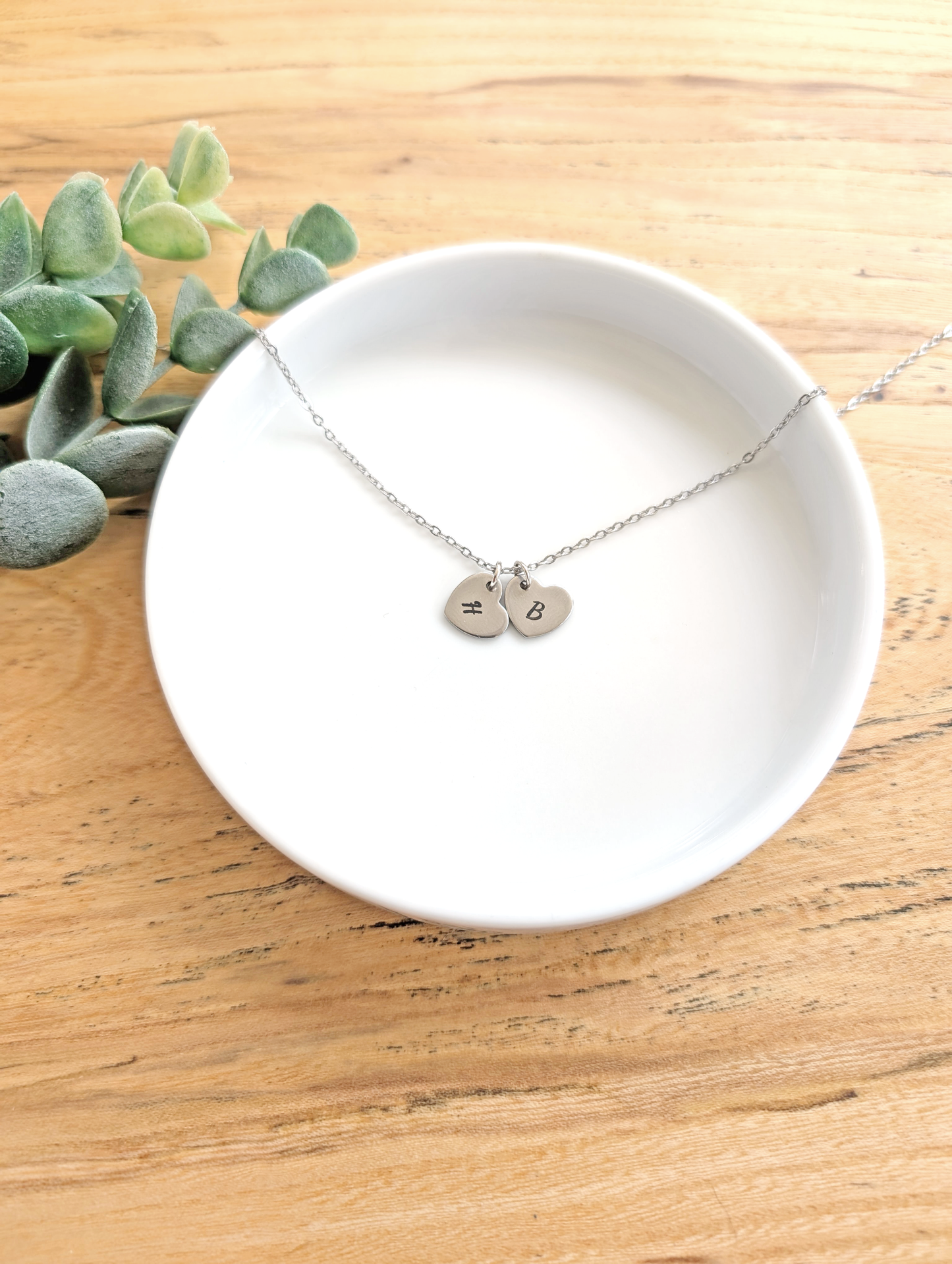 Stainless Steel Heart Charm Initial Necklace