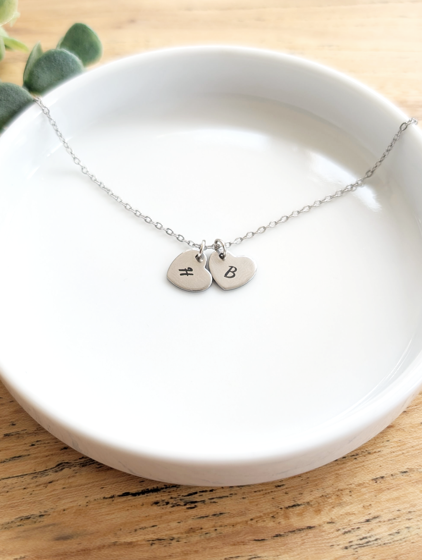 Stainless Steel Heart Charm Initial Necklace