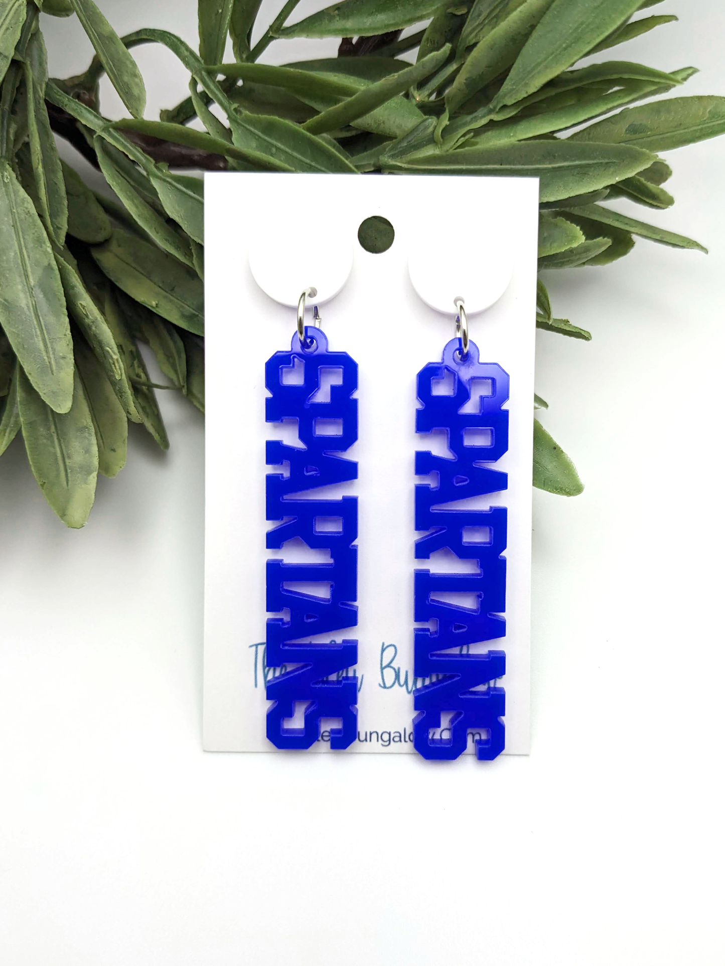 Blue Spartan Earrings With White Stud Topper